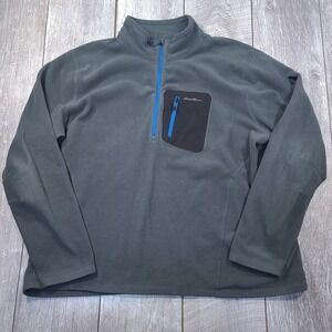 Eddie Bauer First Ascent Pullover Men 3XL Gray Polartec Fleece Quarter Zip 0677